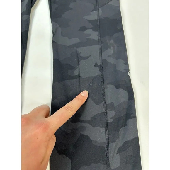 Lululemon Legging 4 Fast Free HR Tight Br Nulux 365 Camo Deep Coal Pocket Flaw - Picture 4 of 10